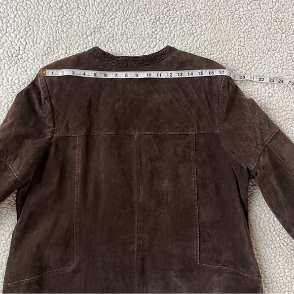 Bradley Bayou Suede Leather Collarless Braided Full Zip Mocha Jacket SZ XL - Picture 7 of 15